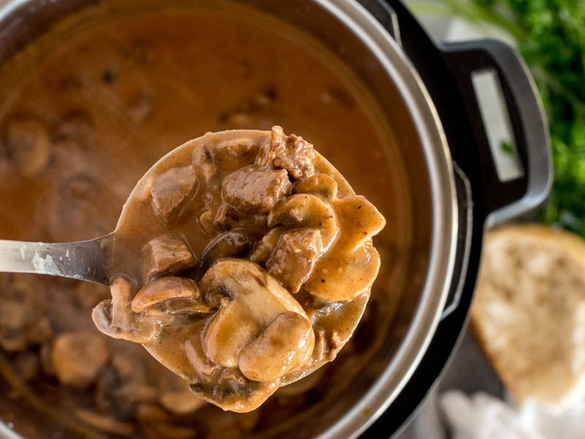 sopp og pølse Stroganoff